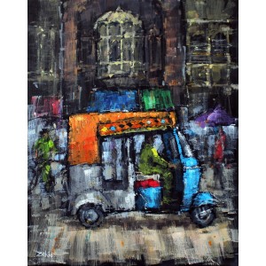 Zahid Saleem, 13 x16 Inch, Acrylic on Canvas,Cityscape Painting, AC-ZS-015